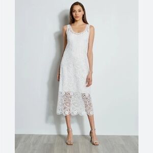 Tahari Elegant White Lace Dress